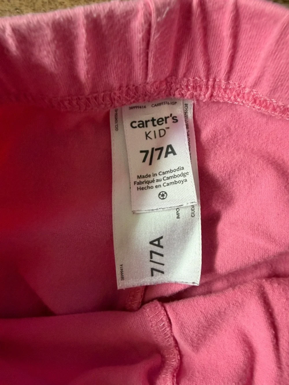 Girls' Pink Stretch Leggings - Comfortable Everyday Bottoms size 7